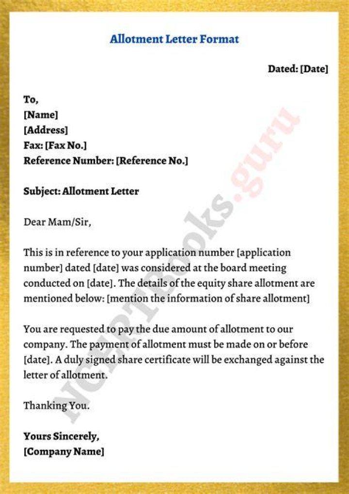 Allotment letter - How To Discuss