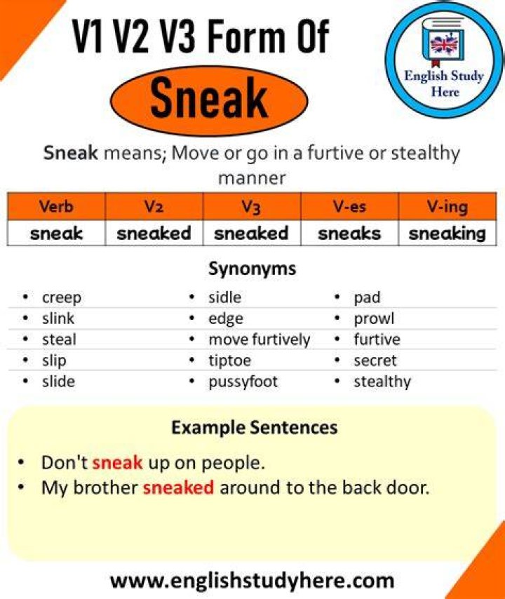 Past Tense Of Sneak Past Tense Of Sneak