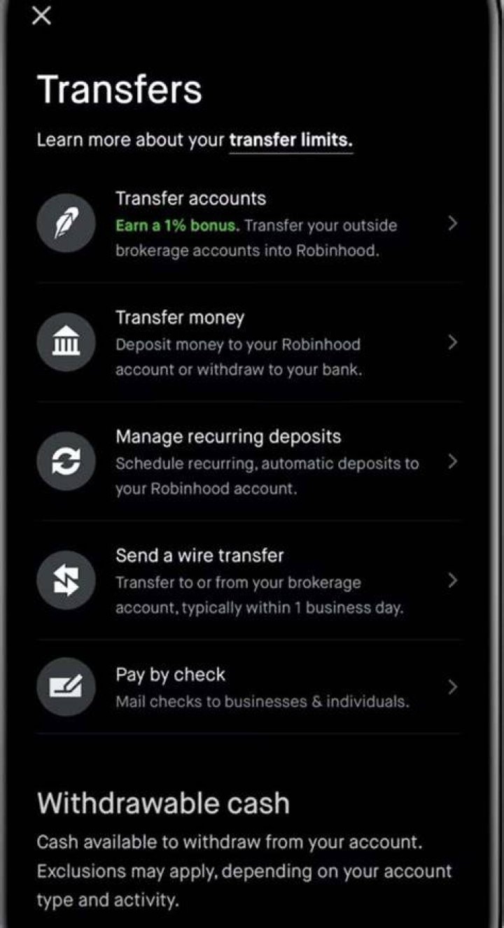 withdraw money from robinhood